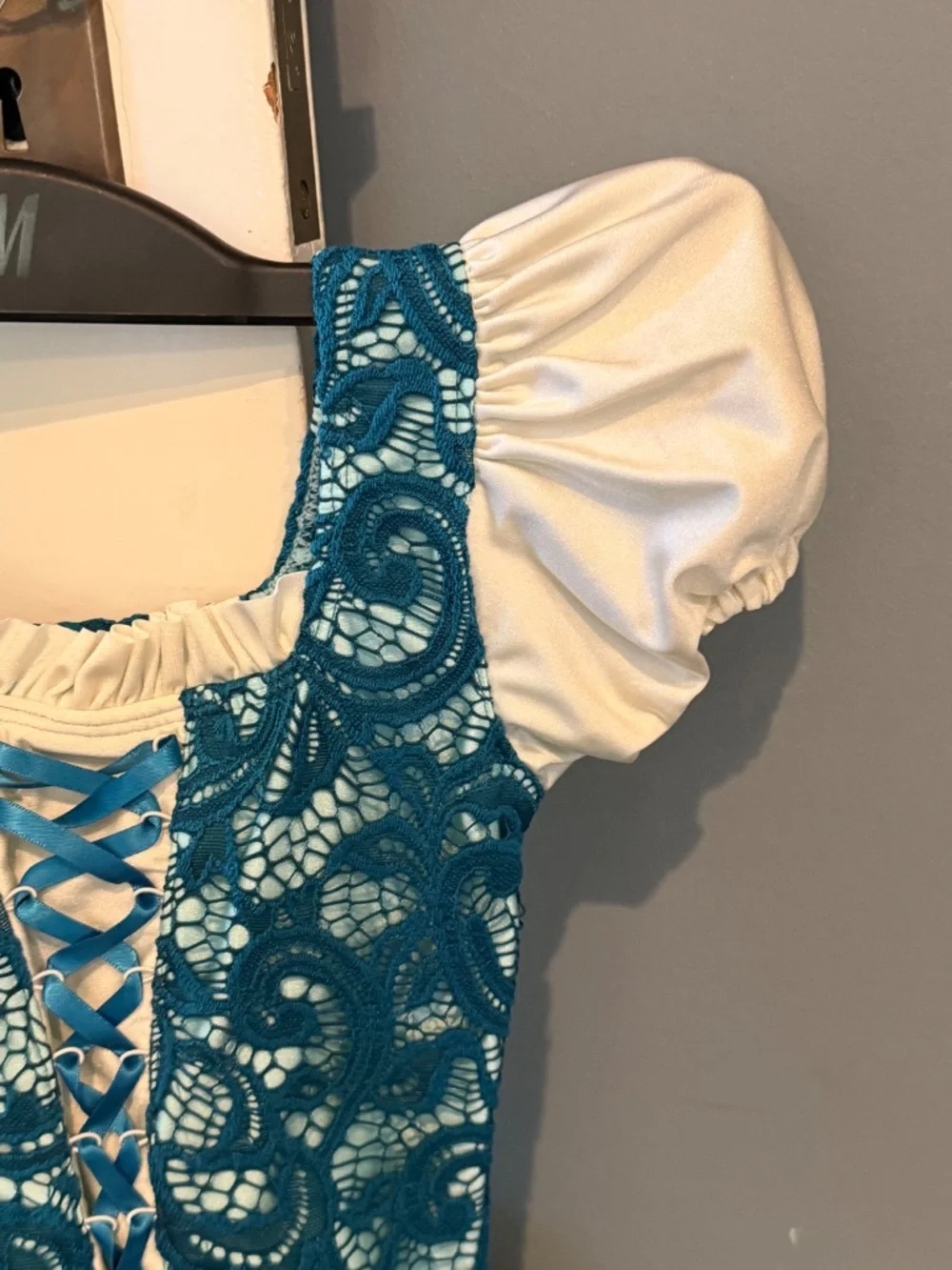 Tenth House Revolution Teal Lace Peasant Dress RC20977 In Medium Child Size